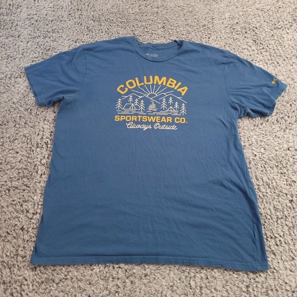 Columbia Shirt Men 2XL Blue Graphic Tee Outdoors Gorpcore Lounge Always Outside - Picture 1 of 7